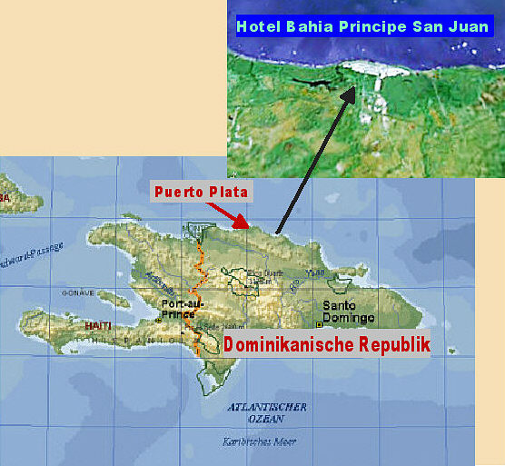 Dominikanische Republik, Satellitenbild vom Hotel