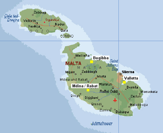 Übersichtskarte Malta