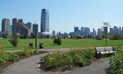 Jersey City Waterfront und Manhattan